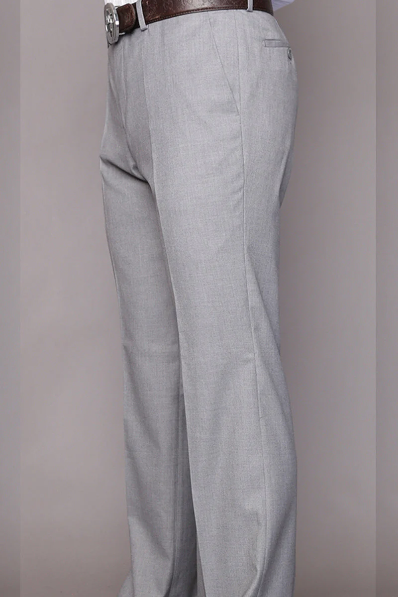 Men's 100% Wool Modern Fit Flat Front Dress Pant in Grey