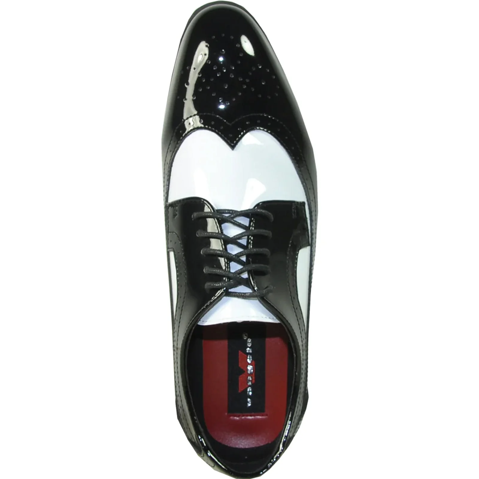 Mens 1920's Gangster Wingtip Dress Shoe in Black and White - Image 6