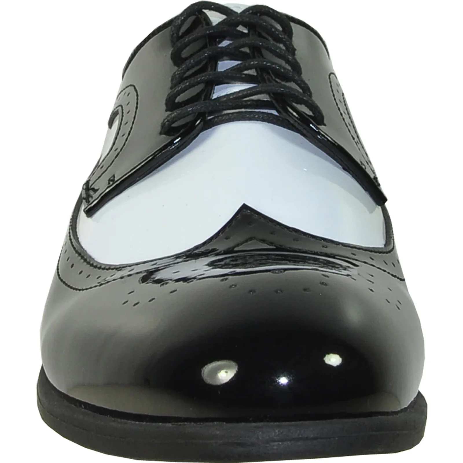 Mens 1920's Gangster Wingtip Dress Shoe in Black & White - Image 4