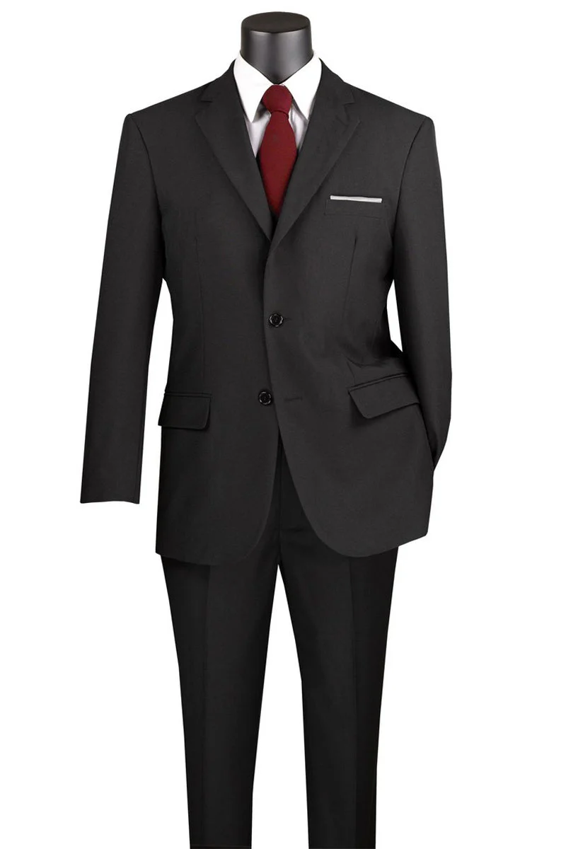Men's 2 Button Classic Poplin Suit in Black - Image 2