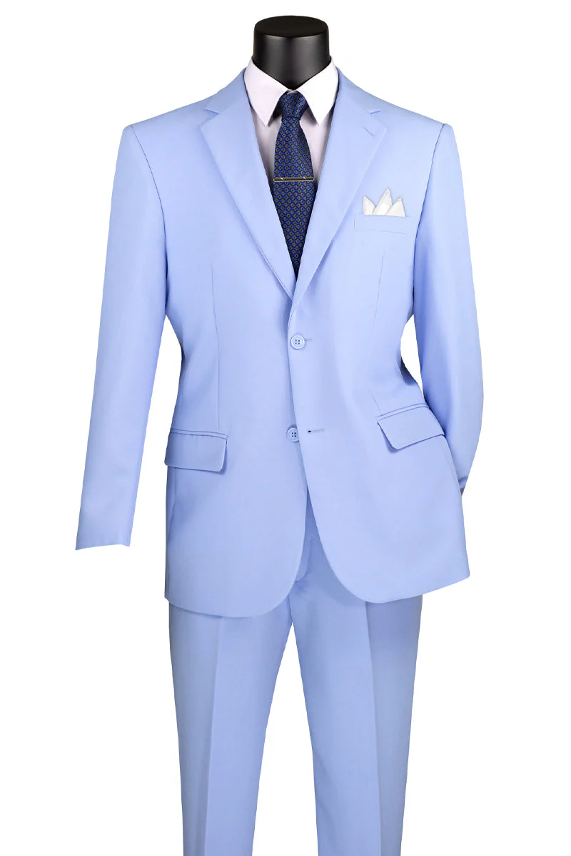 Men's 2 Button Classic Poplin Suit in Light Sky Blue - Image 2