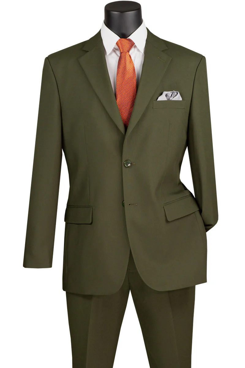 Mens 2 Button Classic Poplin Suit in Olive | CLOSE OUT 44L
