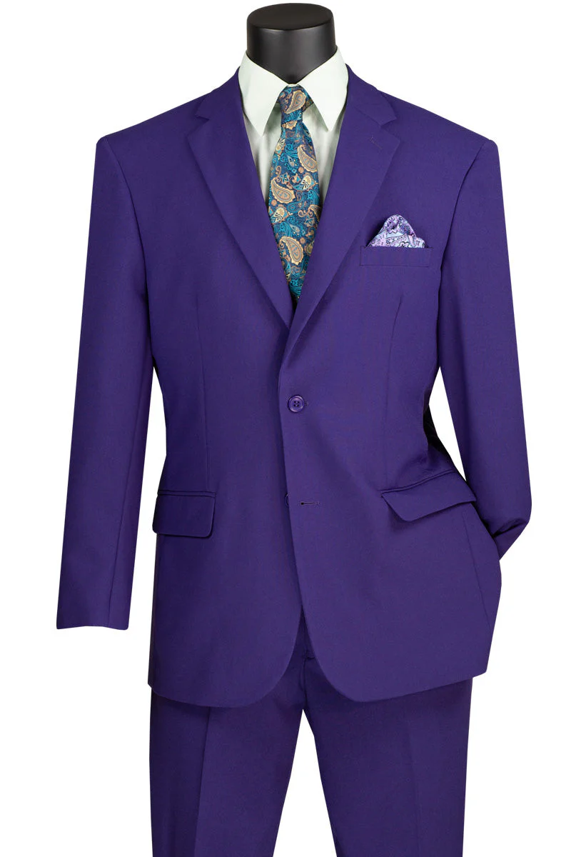 Mens 2 Button Classic Poplin Suit in Purple | CLOSE OUT 44R