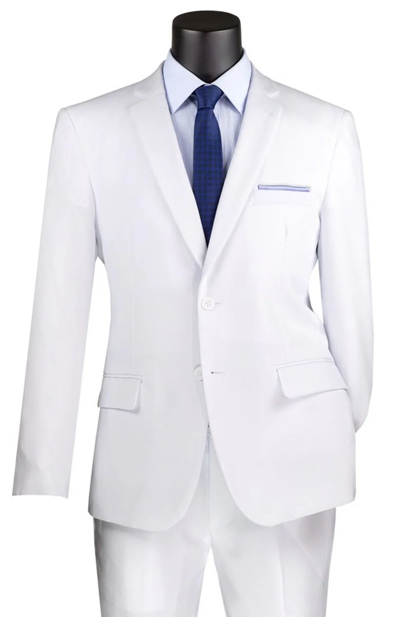 Men's 2 Button Classic Poplin Suit in White
