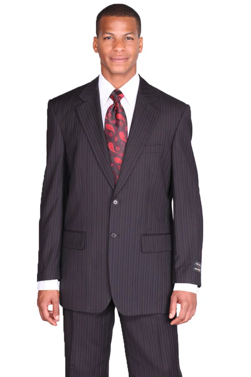 Mens 2 Button Modern Fit Banker Pinstripe Suit in Grey