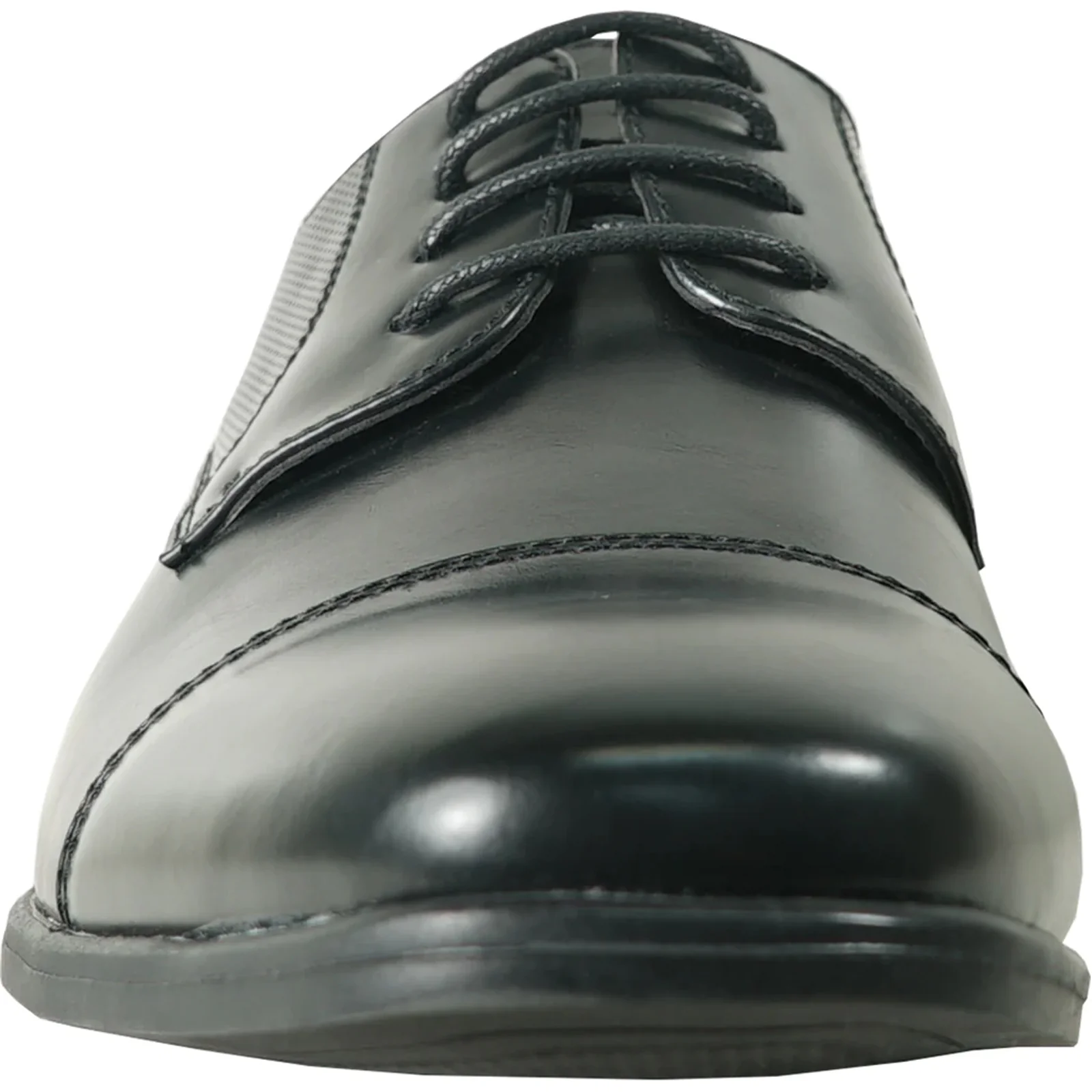 Mens Antique Cap Toe Lace Up Oxford Dress Shoe in Black - Image 4