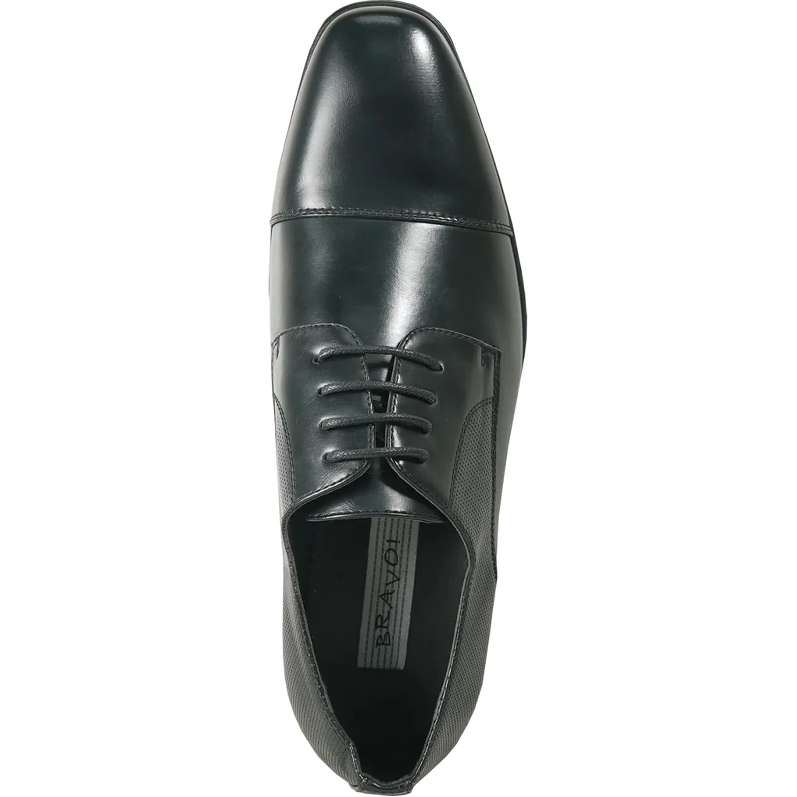 Mens Antique Cap Toe Lace Up Oxford Dress Shoe in Black - Image 6
