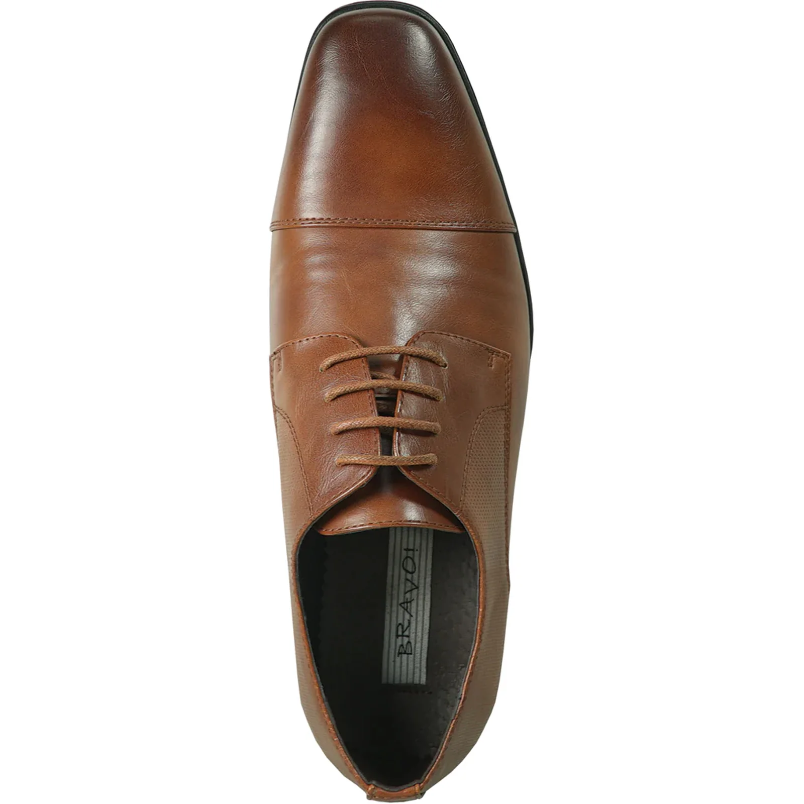 Mens Antique Cap Toe Lace Up Oxford Dress Shoe in Cognac - Image 6