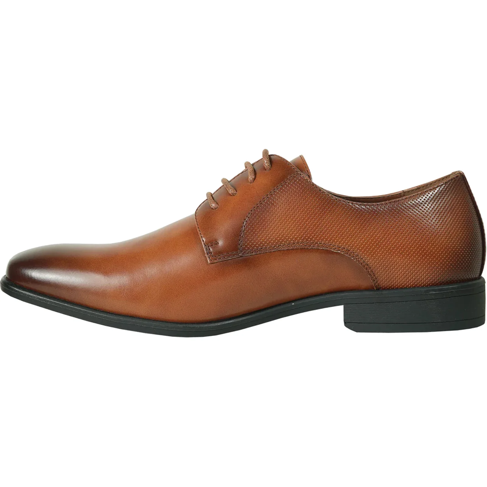 Mens Antique Plain Toe Lace Up Oxford Dress Shoe in Cognac - Image 3