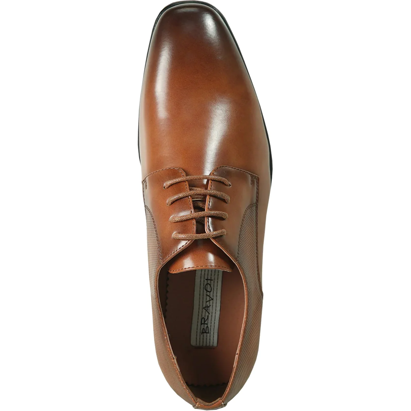 Mens Antique Plain Toe Lace Up Oxford Dress Shoe in Cognac - Image 6