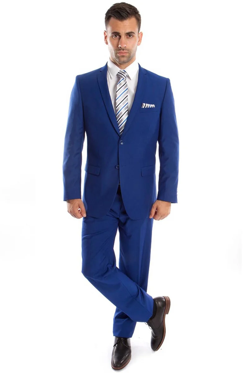 Men's Basic 2 Button Slim Fit Wedding Suit in Royal Blue - Image 2