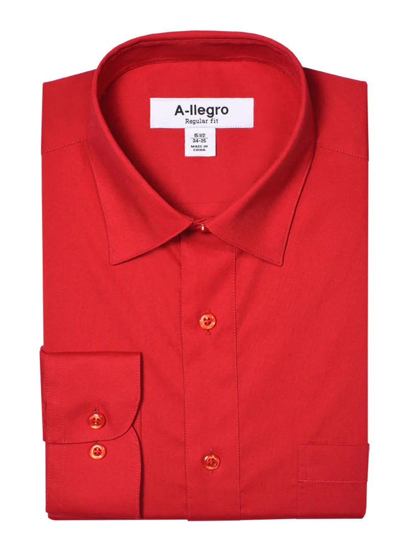 Men's Basic Regular Fit Cotton Dress Shirt In Red