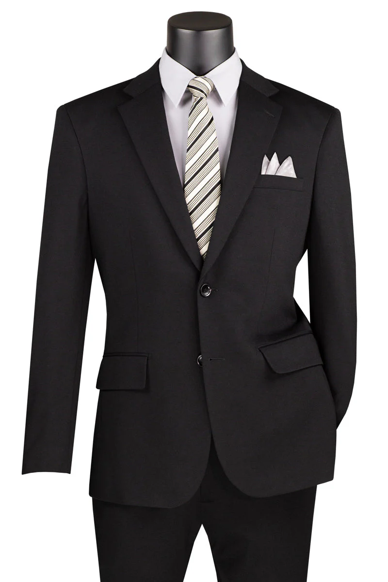 Men's Basic Slim Fit Ultra Stretch Wedding Suit in Black