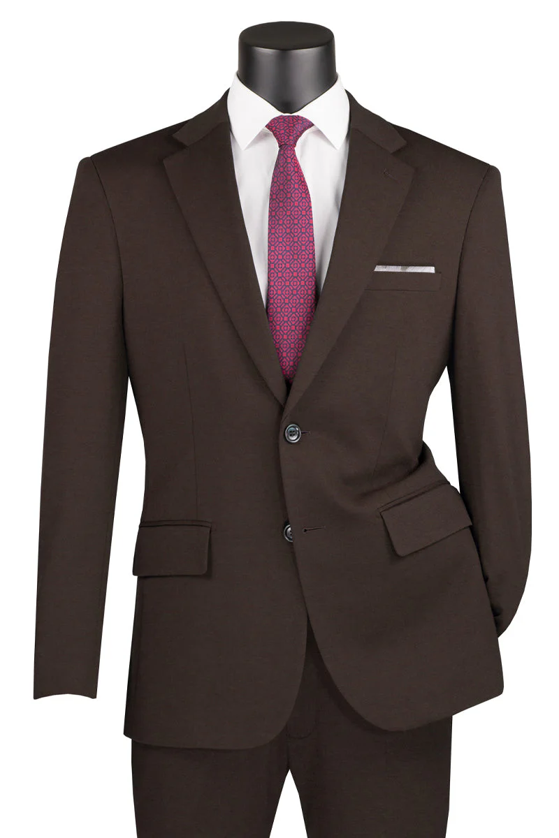 Men's Basic Slim Fit Ultra Stretch Wedding Suit in Brown