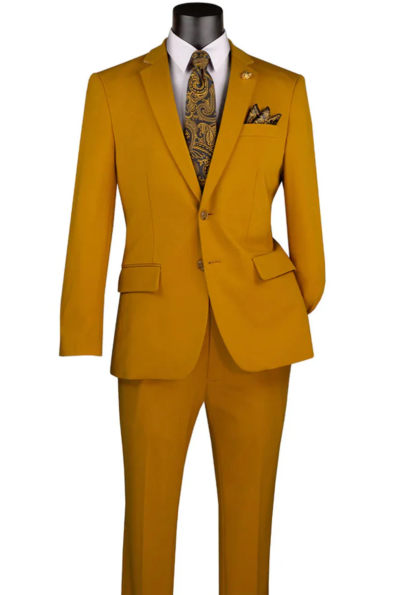 Men's Basic Slim Fit Ultra Stretch Wedding Suit in Gold - Image 2