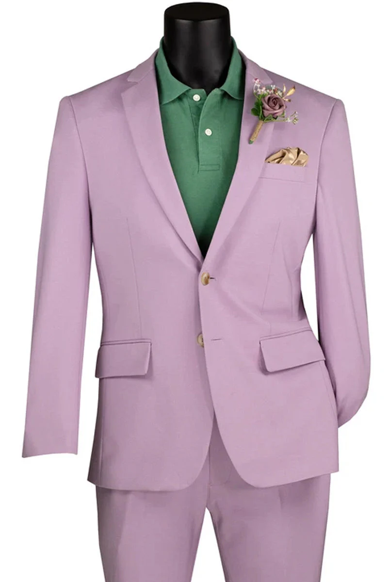 Men's Basic Slim Fit Ultra Stretch Wedding Suit in Lavender