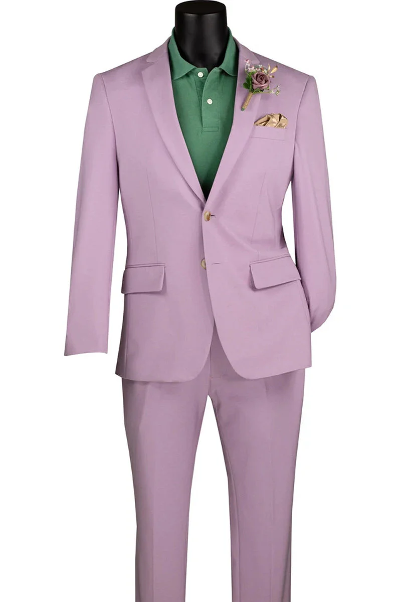 Men's Basic Slim Fit Ultra Stretch Wedding Suit in Lavender - Image 2