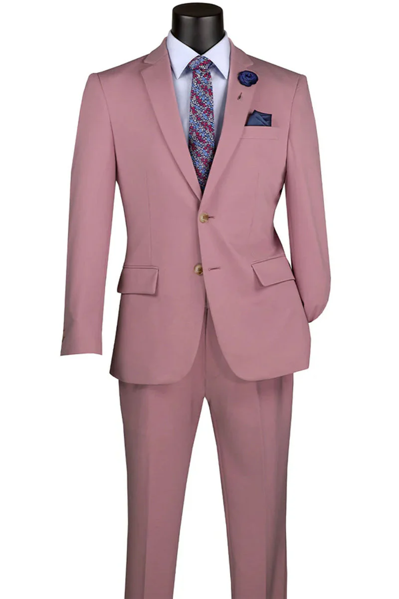Men's Basic Slim Fit Ultra Stretch Wedding Suit in Pink - Image 2