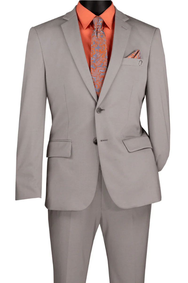 Men's Basic Slim Fit Ultra Stretch Wedding Suit in Silver Grey - Image 2