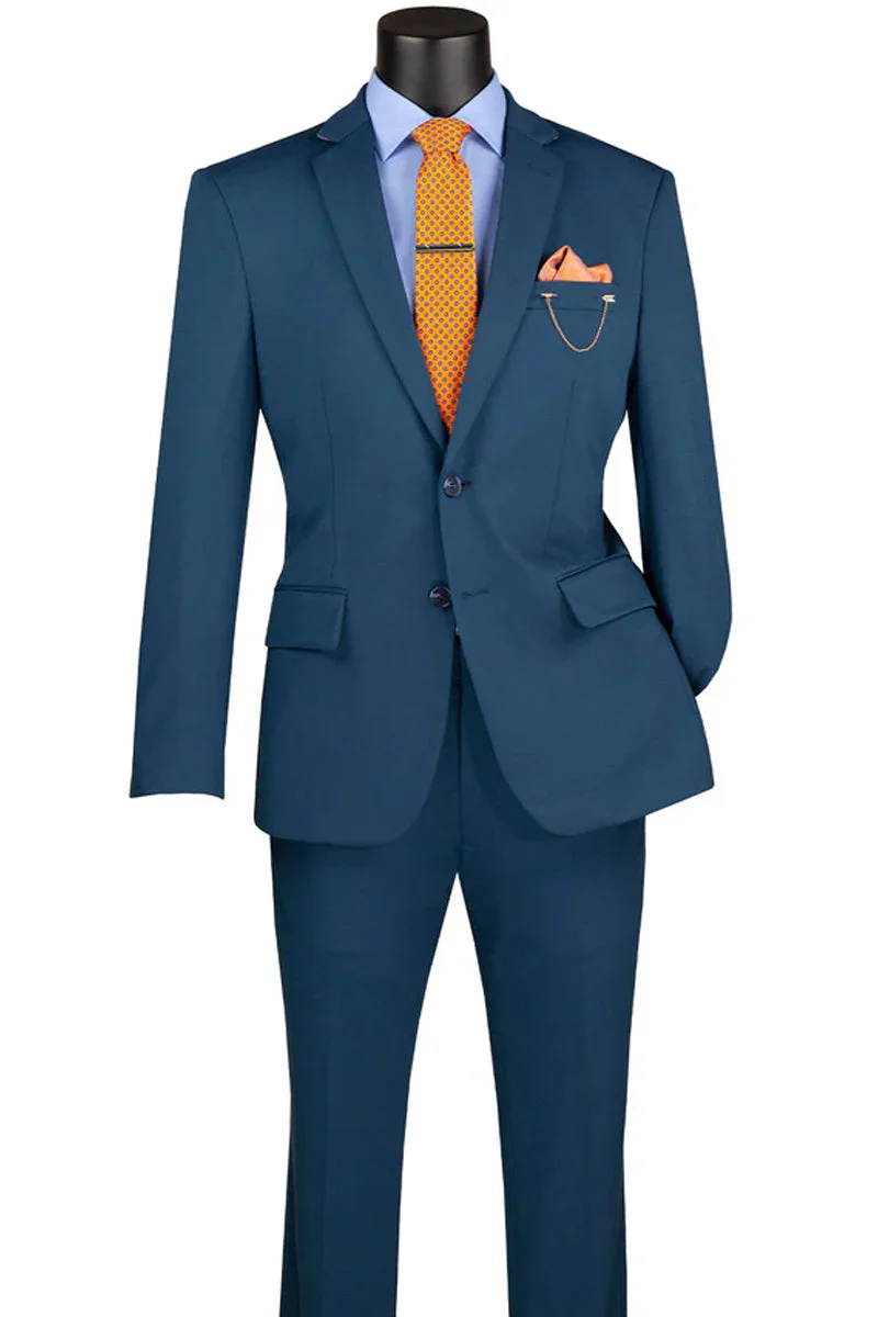 Men's Basic Slim Fit Ultra Stretch Wedding Suit in Teal Green - Image 2
