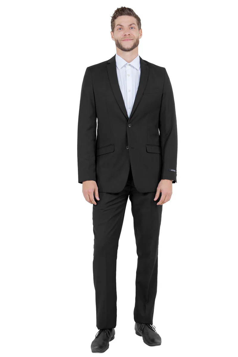 Men's Basic Slim Fit Vested Business Suit in Black - Image 2