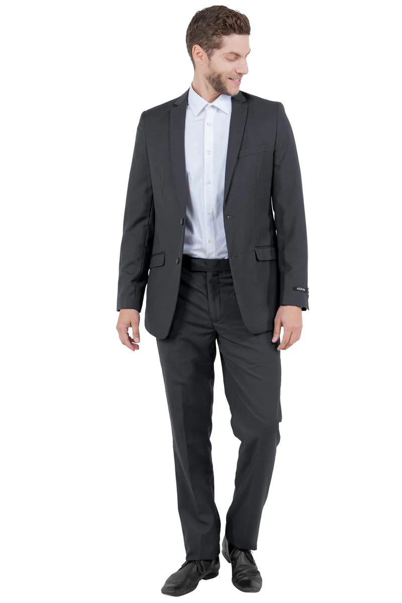 Men's Basic Slim Fit Vested Business Suit in Charcoal Grey - Image 2