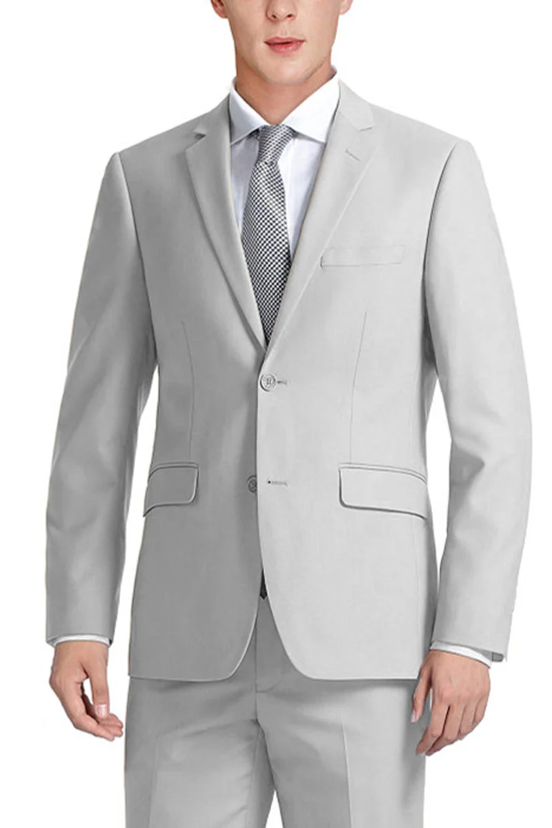 Men's Basic Slim Fit Vested Business Suit in Light Grey