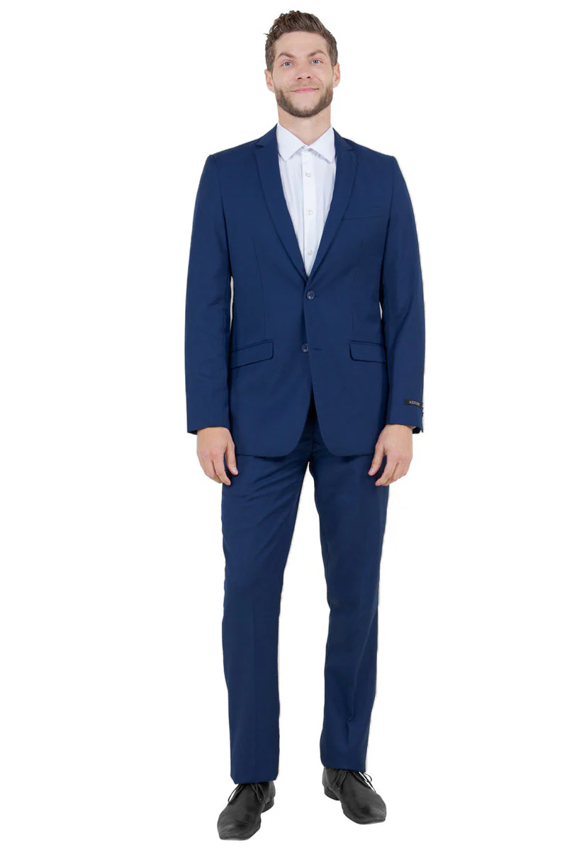 Men's Basic Slim Fit Vested Business Suit in Navy Blue - Image 2