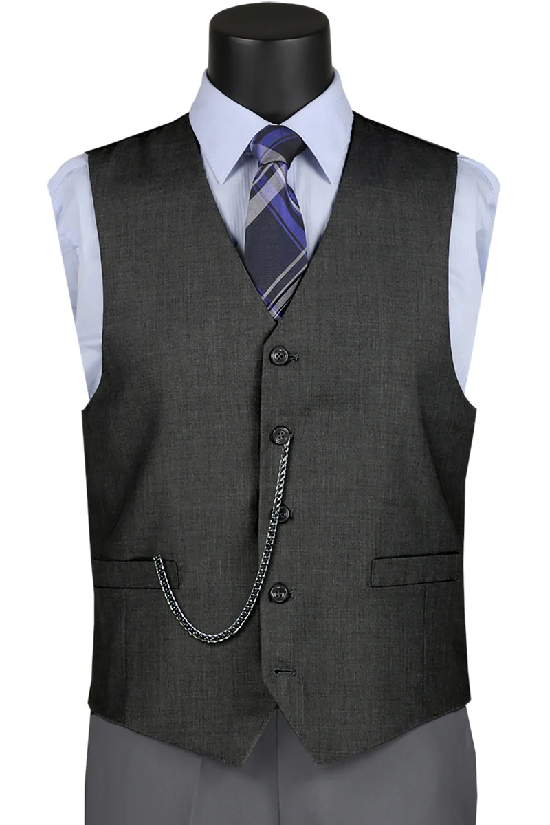 Men's Basic Suit Vest in Charcoal Grey