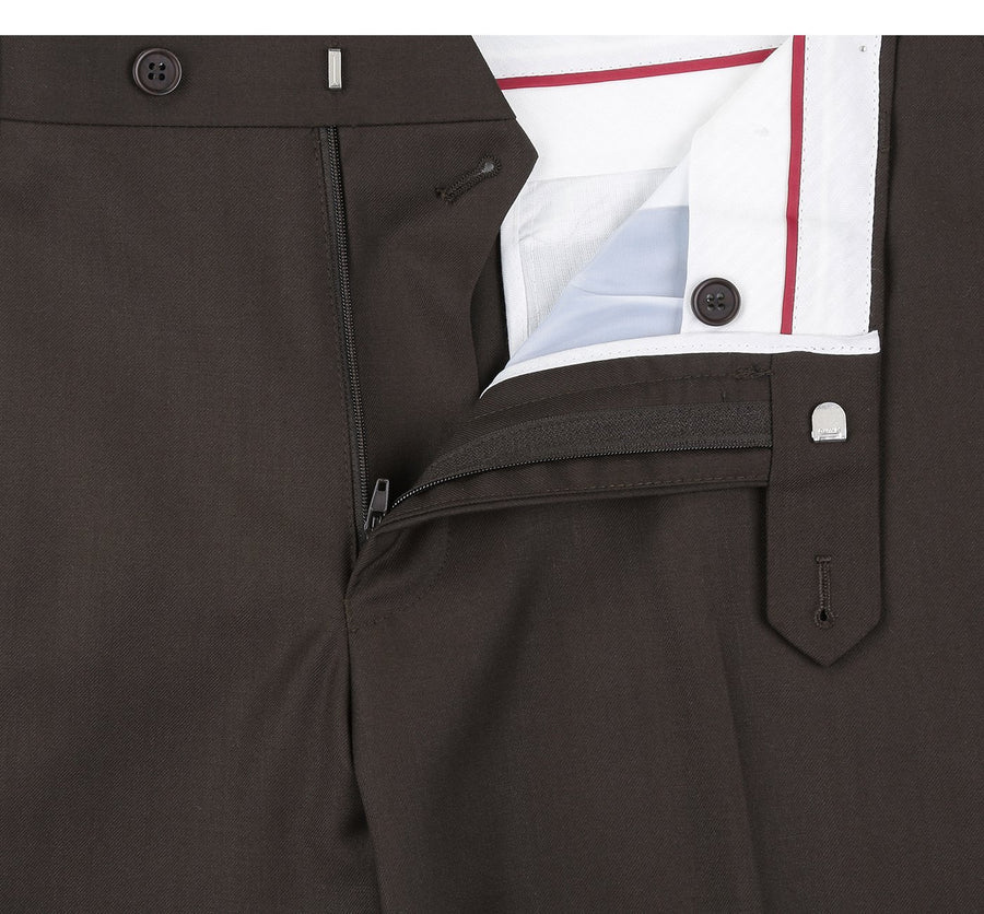 Mens Basic Two Button Classic Fit Suit in Brown - Image 4