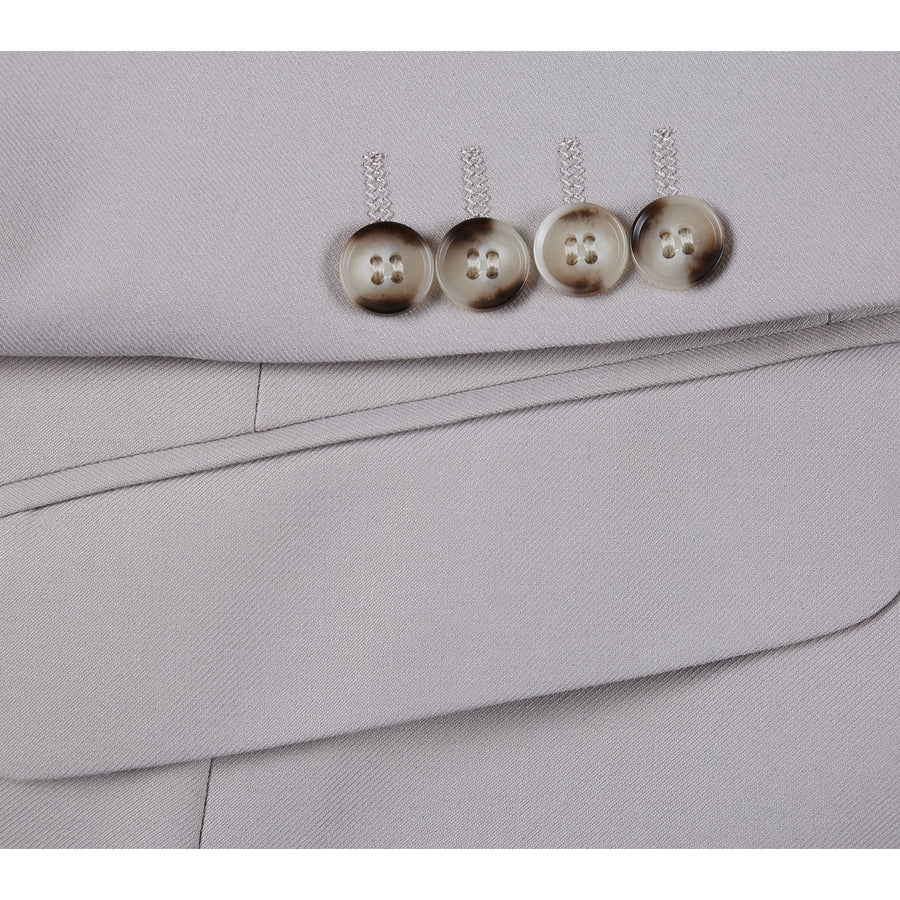 Mens Basic Two Button Classic Fit Suit in Stone Tan - Image 5
