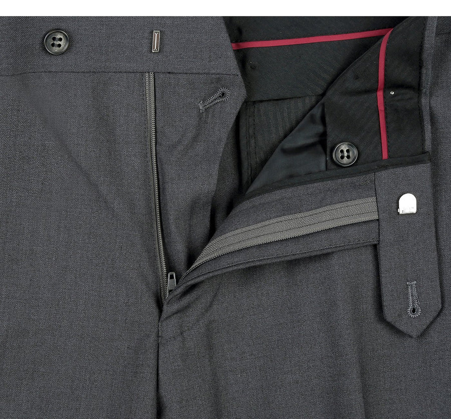 Mens Basic Two Button Classic Fit Suit with Optional Vest in Charcoal Grey - Image 4