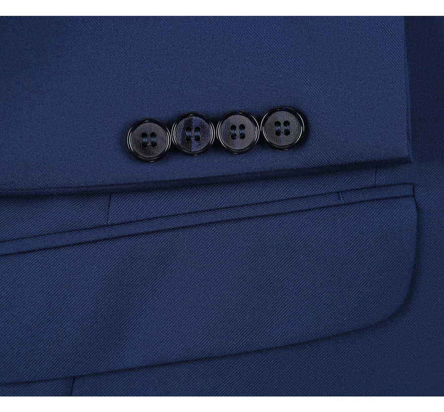 Mens Basic Two Button Classic Fit Suit with Optional Vest in Royal Sapphire Blue - Image 5