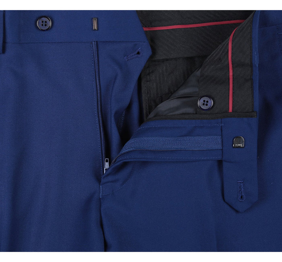 Mens Basic Two Button Classic Fit Suit with Optional Vest in Royal Sapphire Blue - Image 6