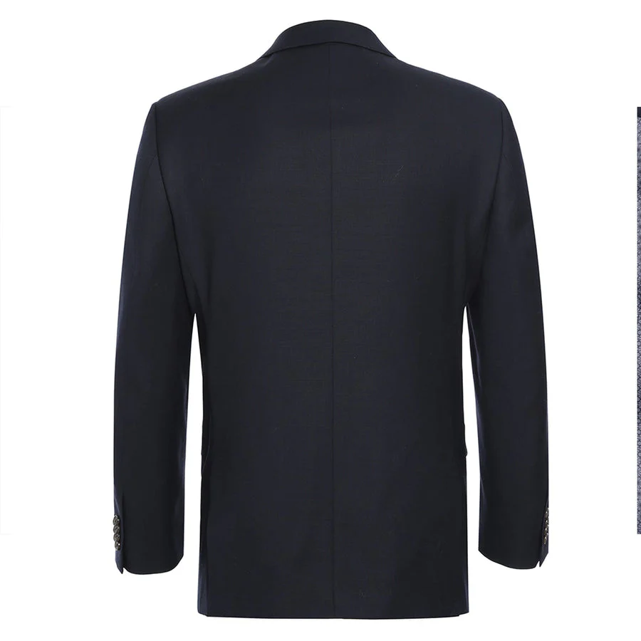 Mens Basic Two Button Classic Fit Wool Sport Coat Blazer in Dark Midnight Navy - Image 3