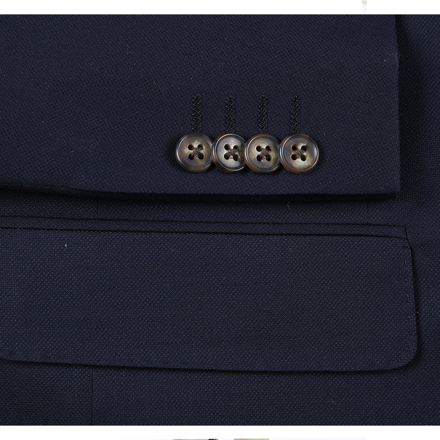 Mens Basic Two Button Classic Fit Wool Sport Coat Blazer in Dark Midnight Navy - Image 4