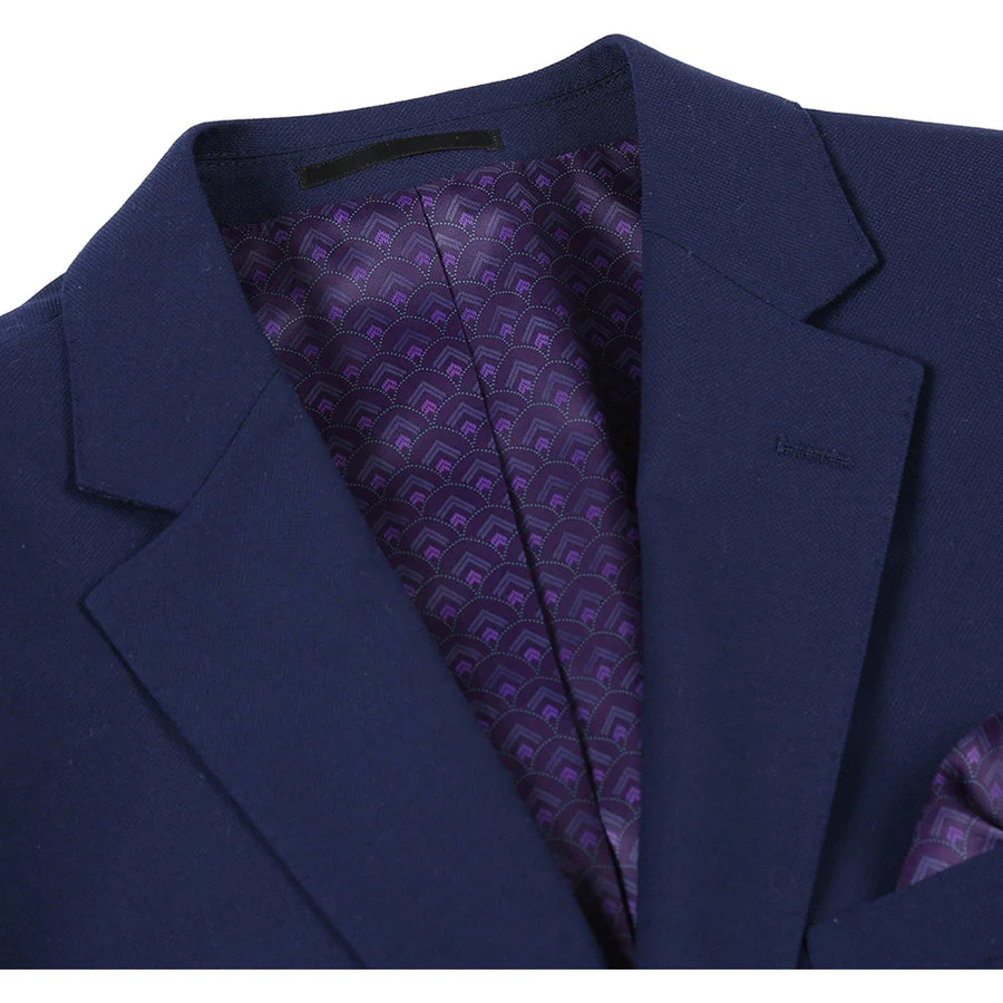 Mens Basic Two Button Classic Fit Wool Sport Coat Blazer in Navy Blue - Image 2