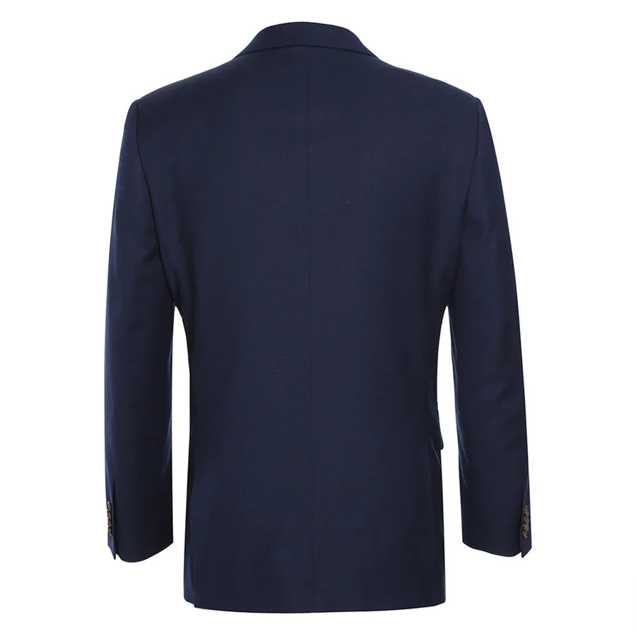 Mens Basic Two Button Classic Fit Wool Sport Coat Blazer in Navy Blue - Image 3