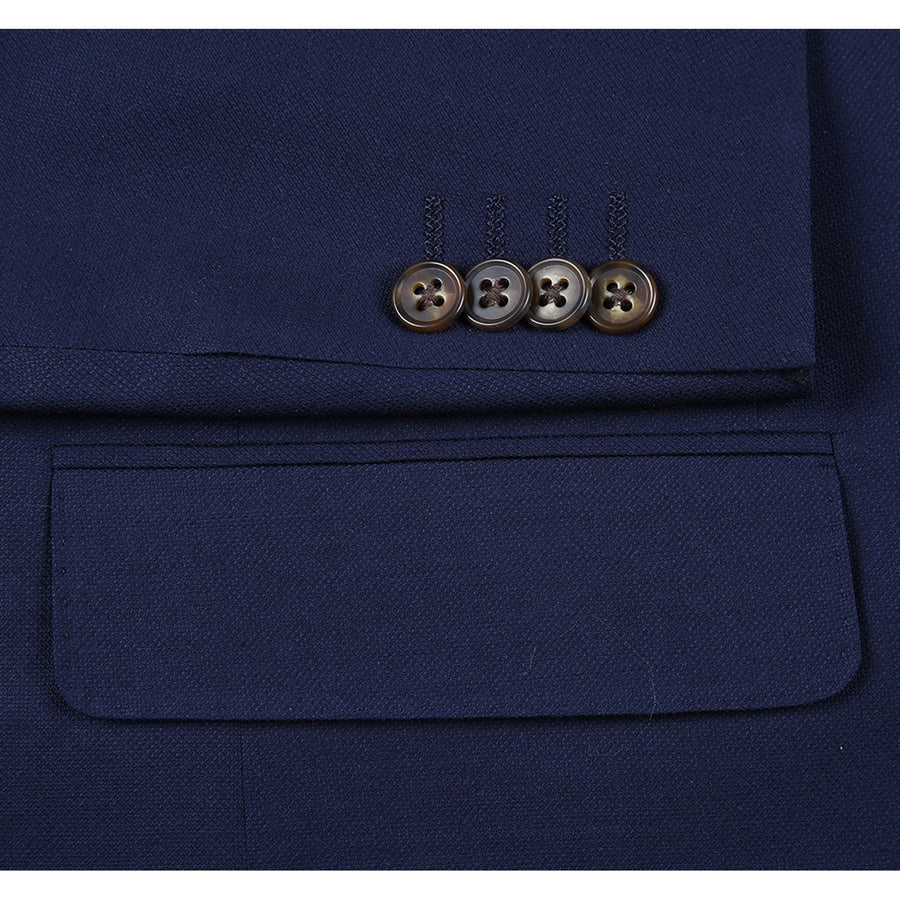 Mens Basic Two Button Classic Fit Wool Sport Coat Blazer in Navy Blue - Image 4