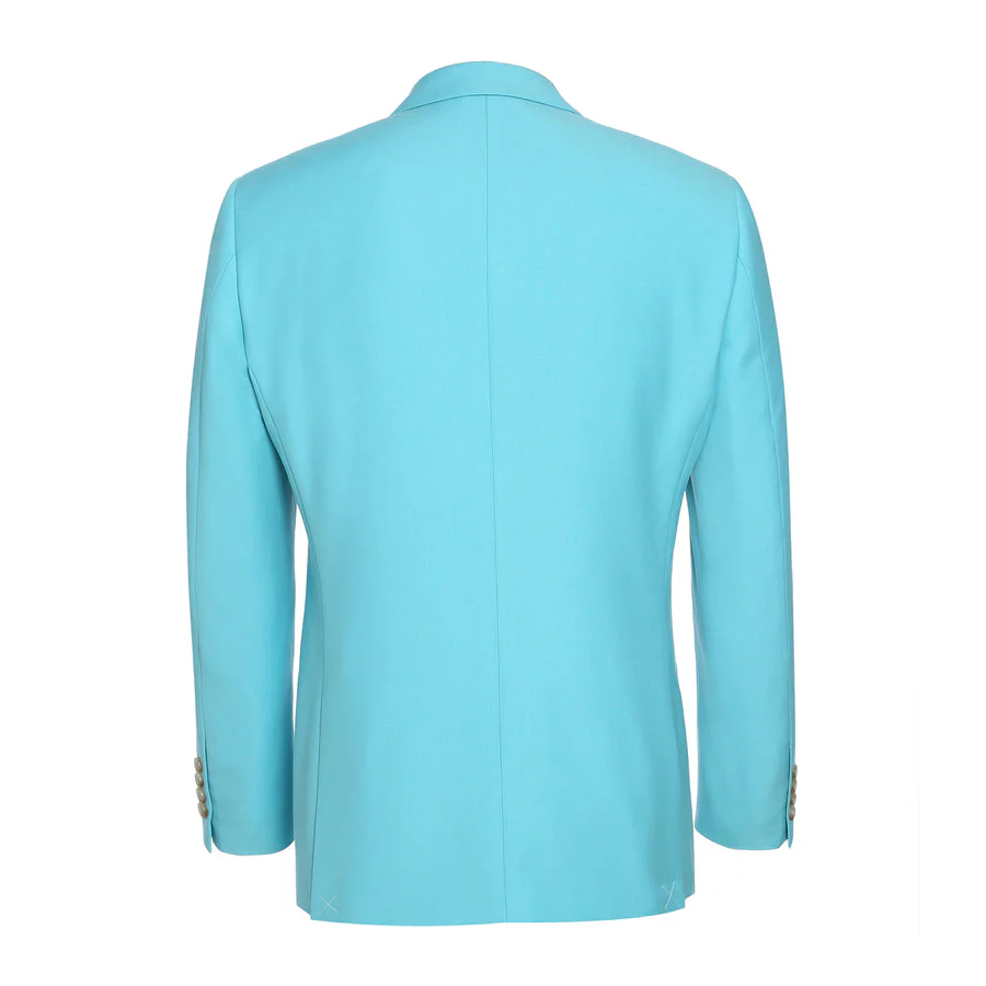 Mens Basic Two Button Slim Fit Suit in Aqua Blue - Image 3