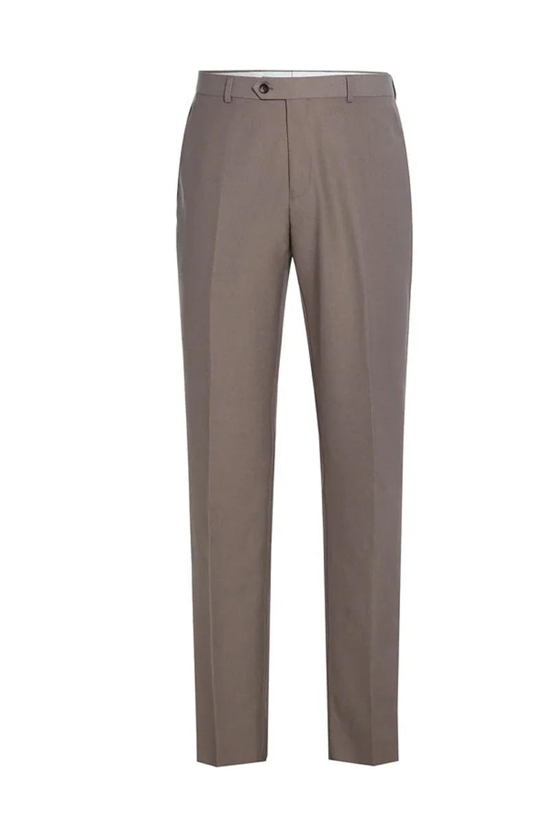 Mens Basic Two Button Slim Fit Suit in Dark Tan - Image 2