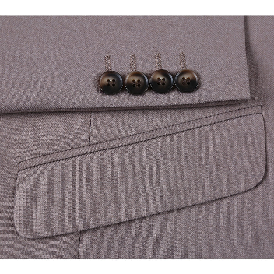 Mens Basic Two Button Slim Fit Suit in Dark Tan - Image 5