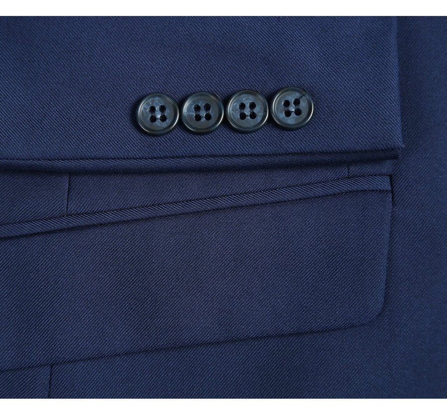 Mens Basic Two Button Slim Fit Suit in Indigo Navy Blue - Image 4