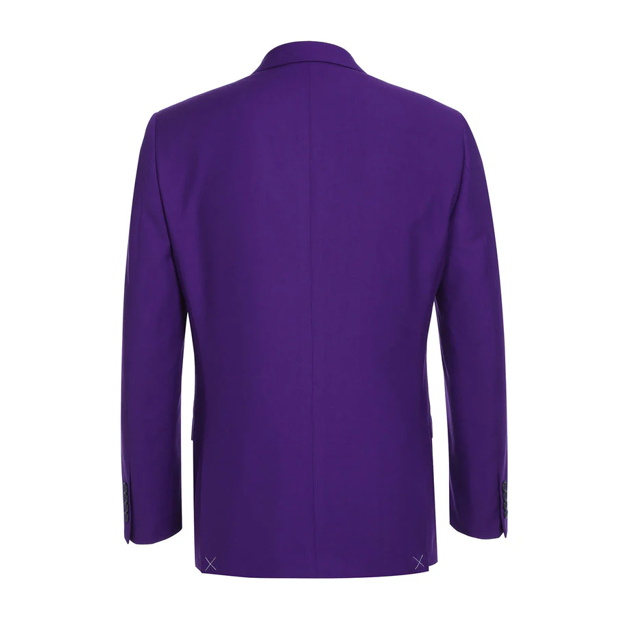 Mens Basic Two Button Slim Fit Suit in Purple - Image 3