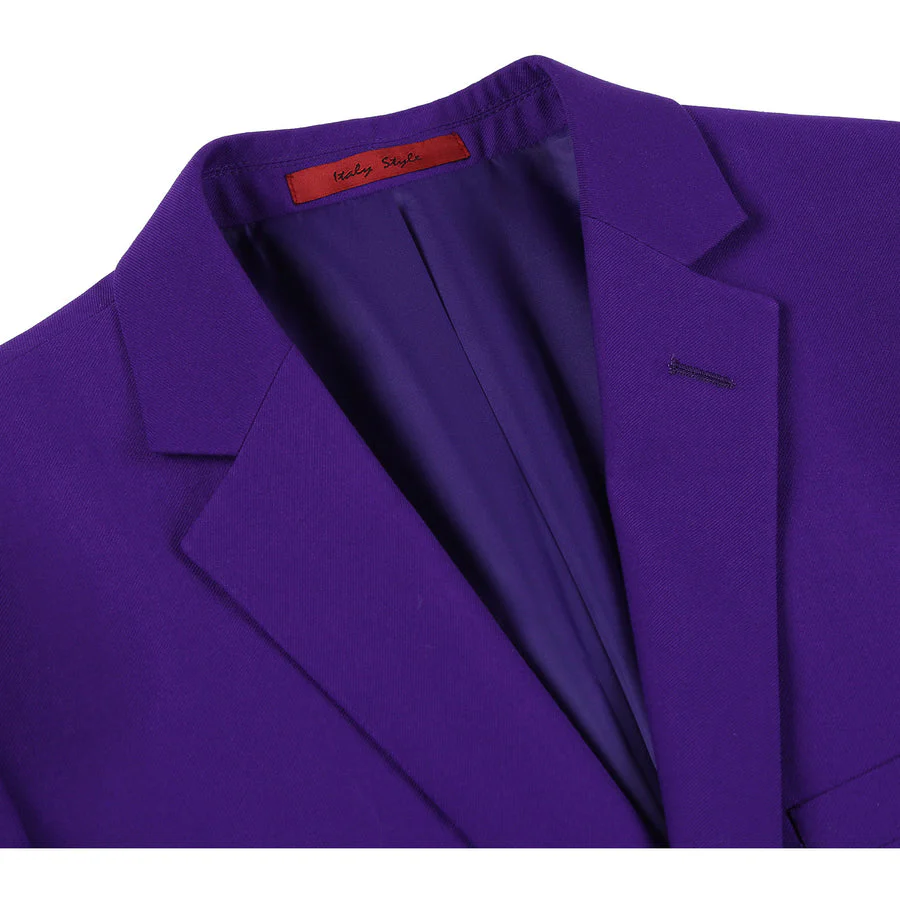 Mens Basic Two Button Slim Fit Suit in Purple - Image 4