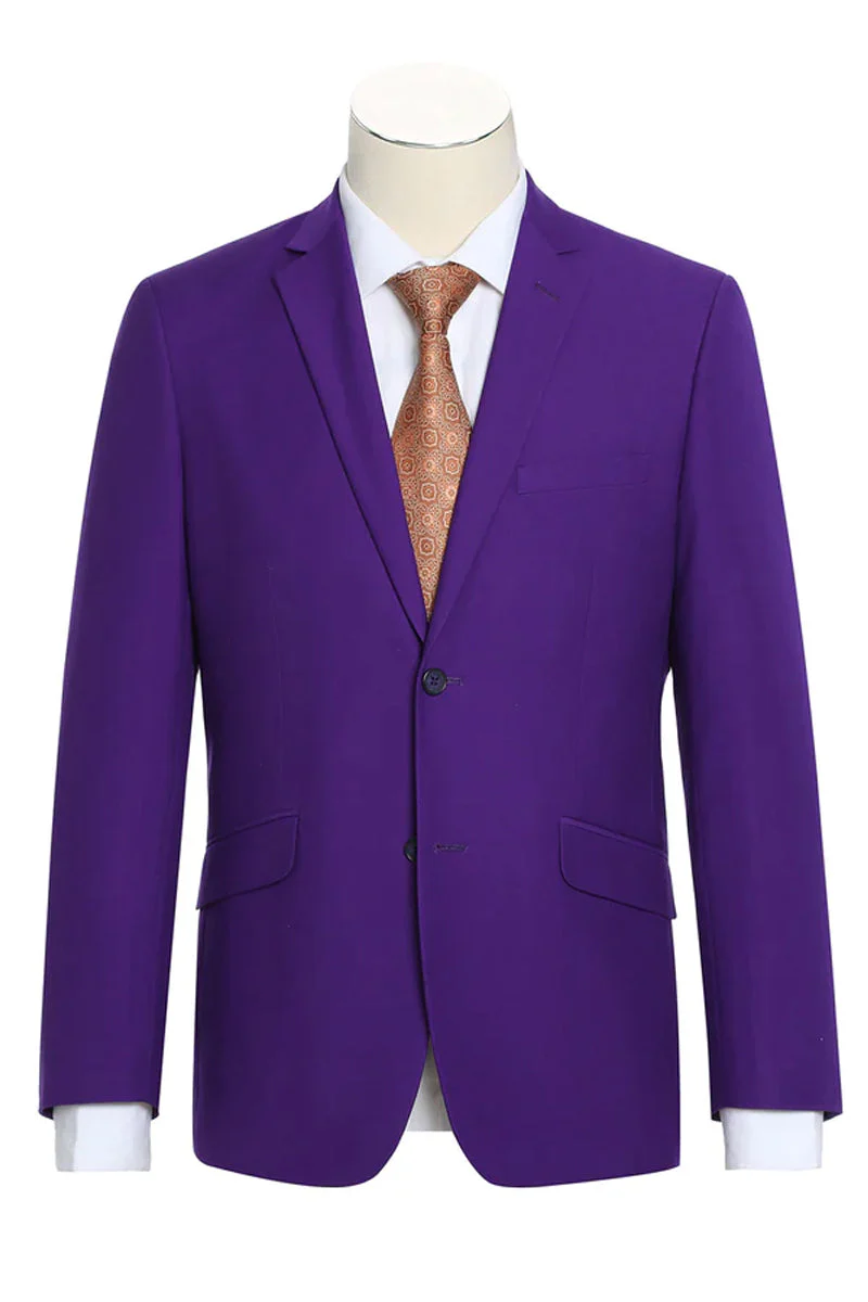 Mens Basic Two Button Slim Fit Suit in Purple | CLOSE OUT 44S