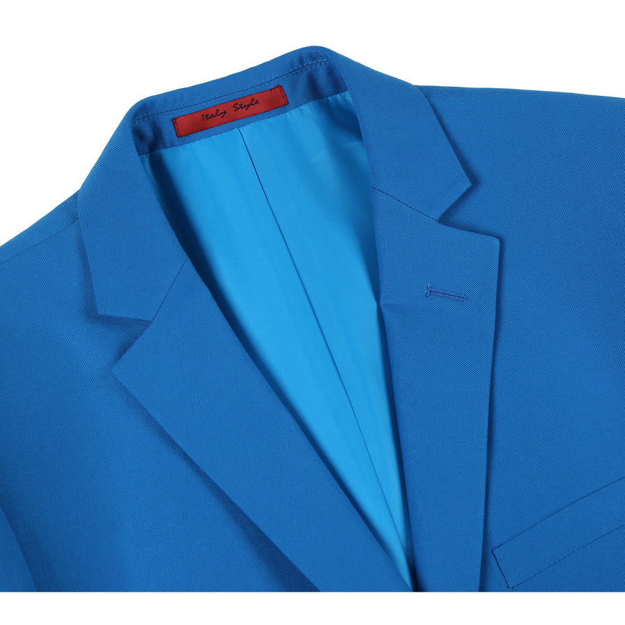 Mens Basic Two Button Slim Fit Suit in Royal Cobalt Blue - Image 3