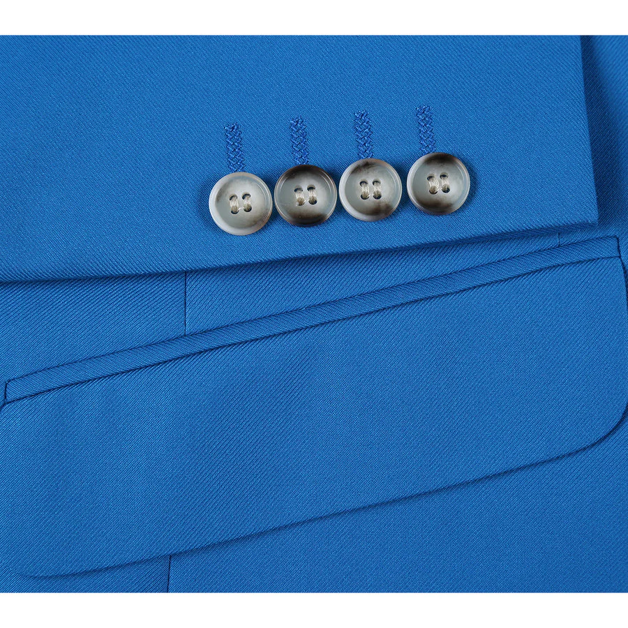 Mens Basic Two Button Slim Fit Suit in Royal Cobalt Blue - Image 4