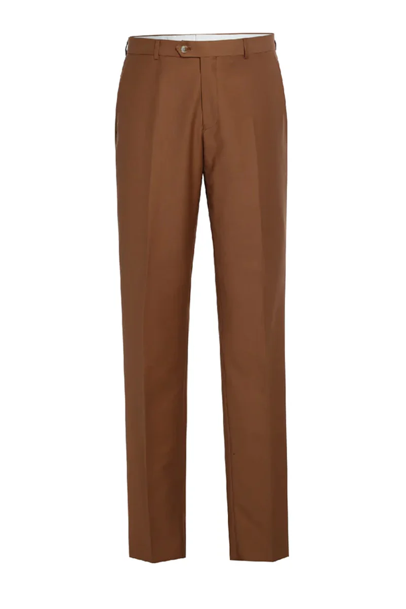 Mens Basic Two Button Slim Fit Suit in Rust - Image 2