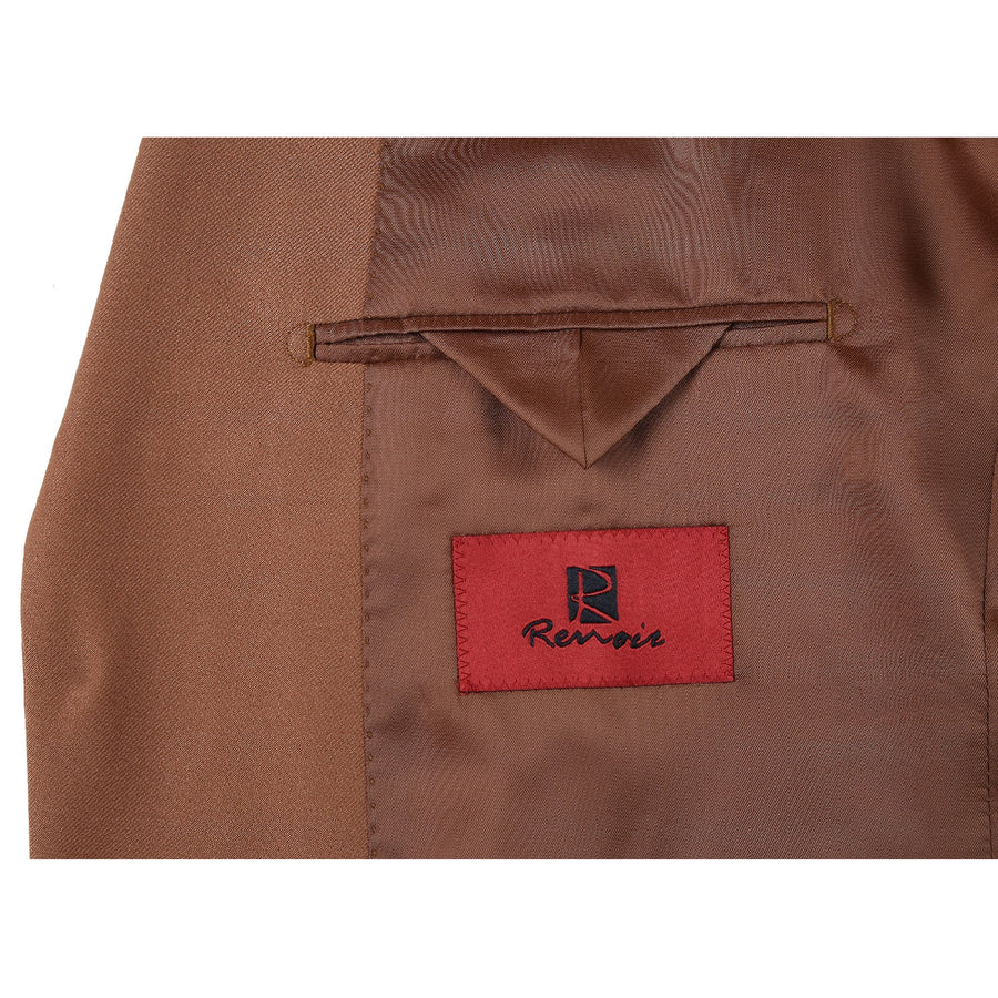 Mens Basic Two Button Slim Fit Suit in Rust - Image 5